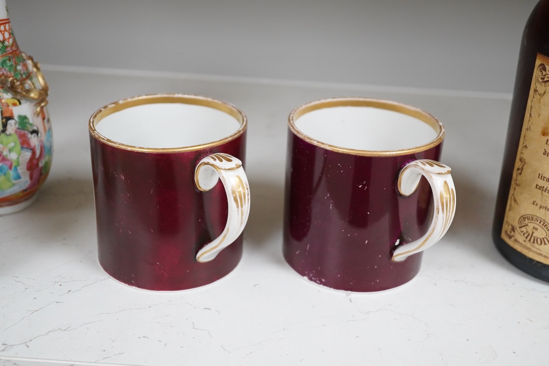 A pair of 1871 porcelain commemorative marriage mugs